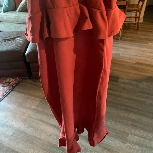 Women's V Neck Ruffle Hem Fishtail Bodycon Dress - Picture 12 of 12